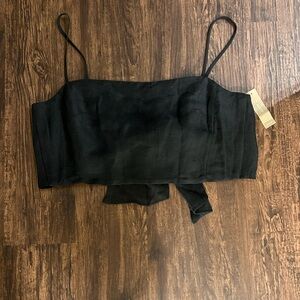 J Crew Black Tie Back Crop Top (size L, new with tags)